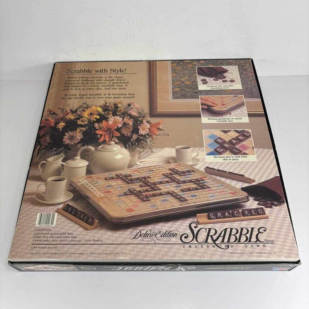Scrabble Crossword Board Game Deluxe Edition Rotating Hasbro 1998 4034 COMPLETE - Picture 5 of 7